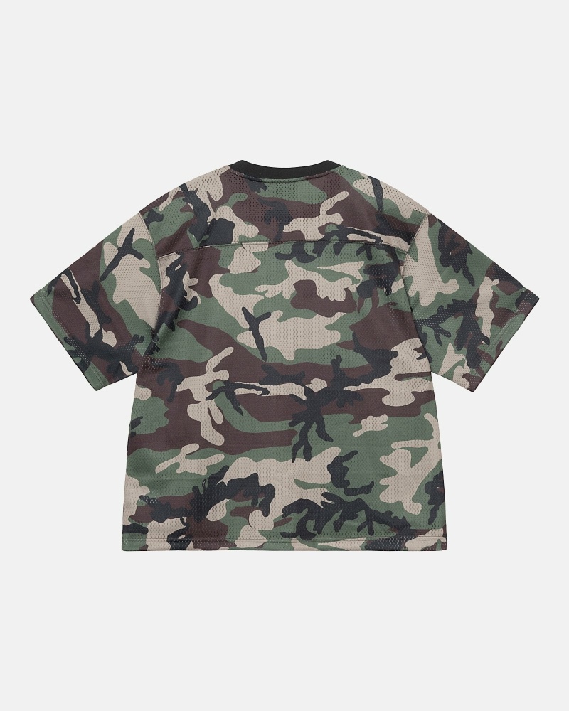 Stussy 4X4 Mesh Football Jersey Men's T Shirts Camo | IL0000092