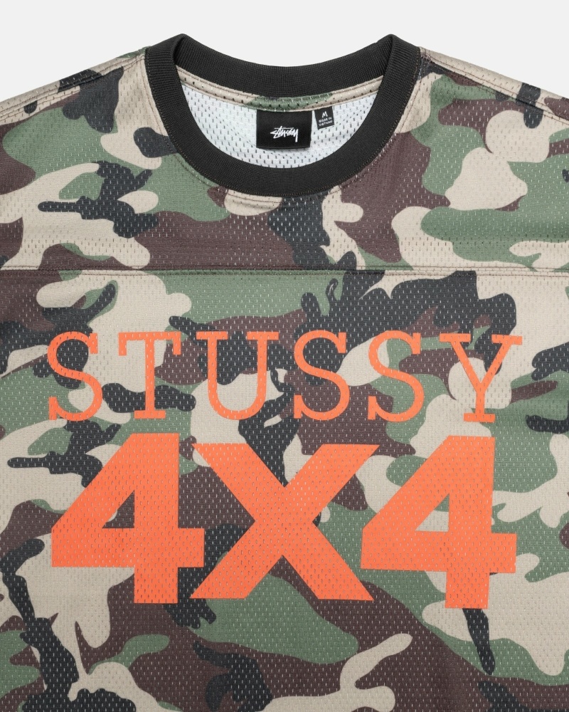 Stussy 4X4 Mesh Football Jersey Men's T Shirts Camo | IL0000092