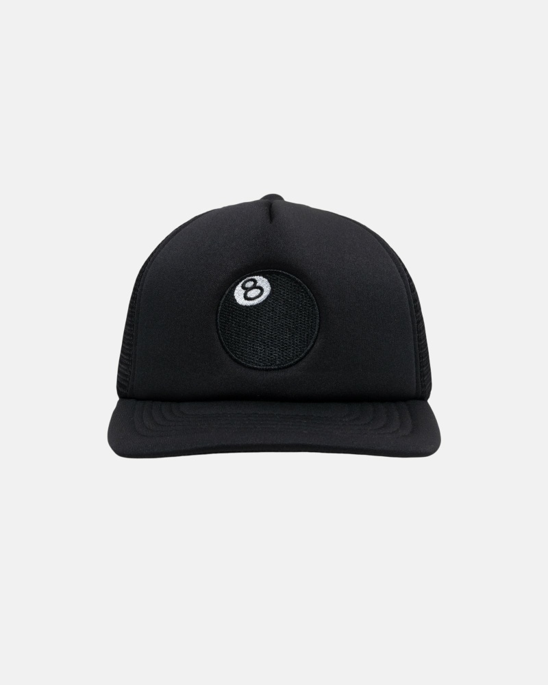 Stussy 8 Ball Trucker Men\'s Caps Black | IL0000371