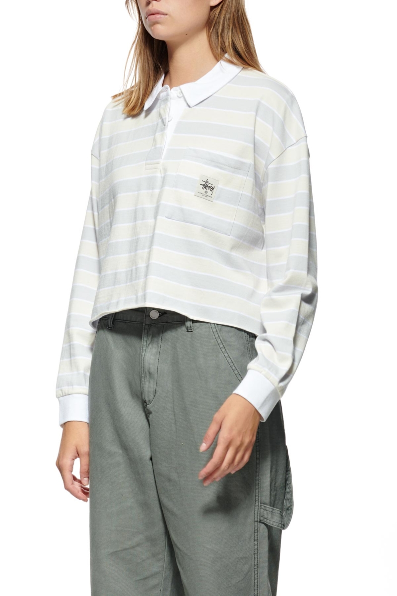 Stussy Anders Stripe Rugby Women's Shirts Pink | IL0000292