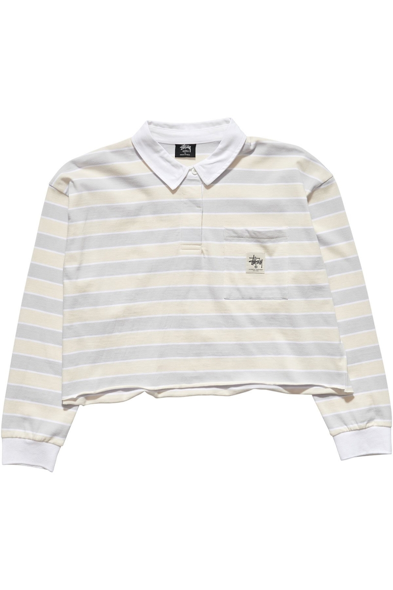 Stussy Anders Stripe Rugby Women\'s Sweatshirts Pink | IL0000891