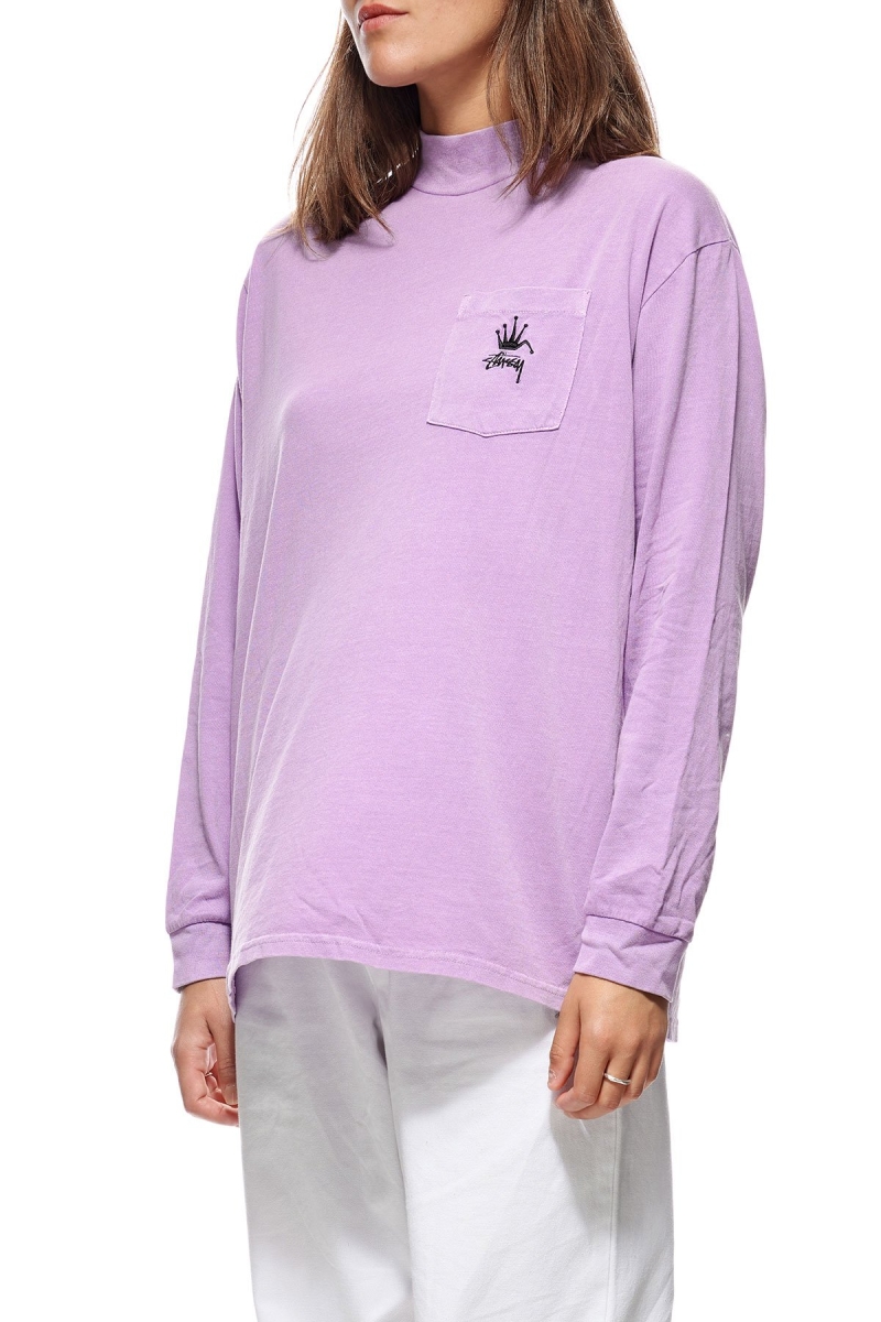 Stussy Ash Mock Neck LS OS Women's Sweatshirts Red | IL0000892