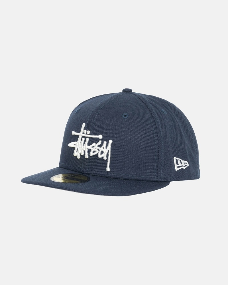 Stussy Authentic New Era Men's Caps Navy | IL0000372