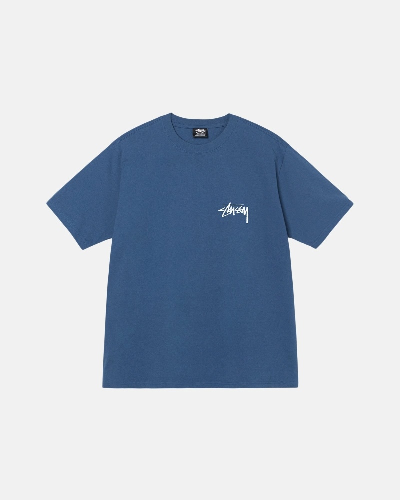 Stussy Authentic New Era Men's T Shirts Blue | IL0000093