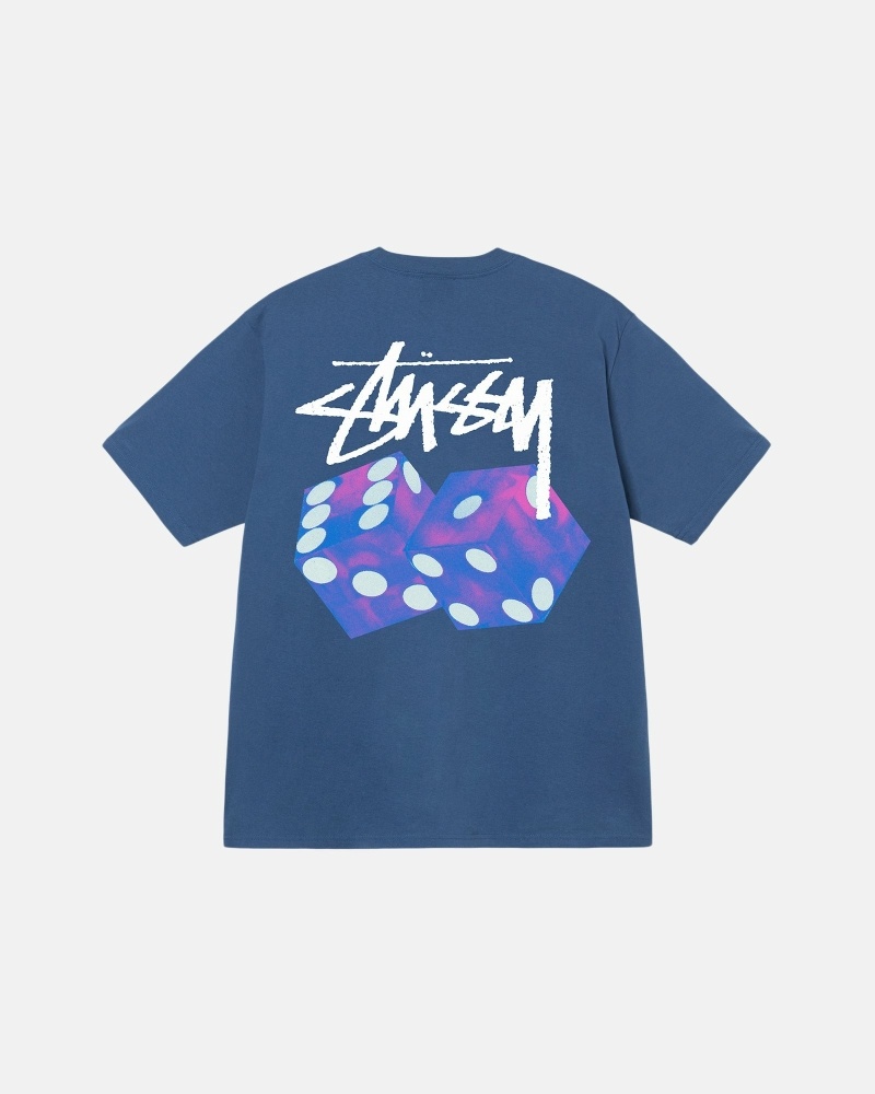 Stussy Authentic New Era Men\'s T Shirts Blue | IL0000093