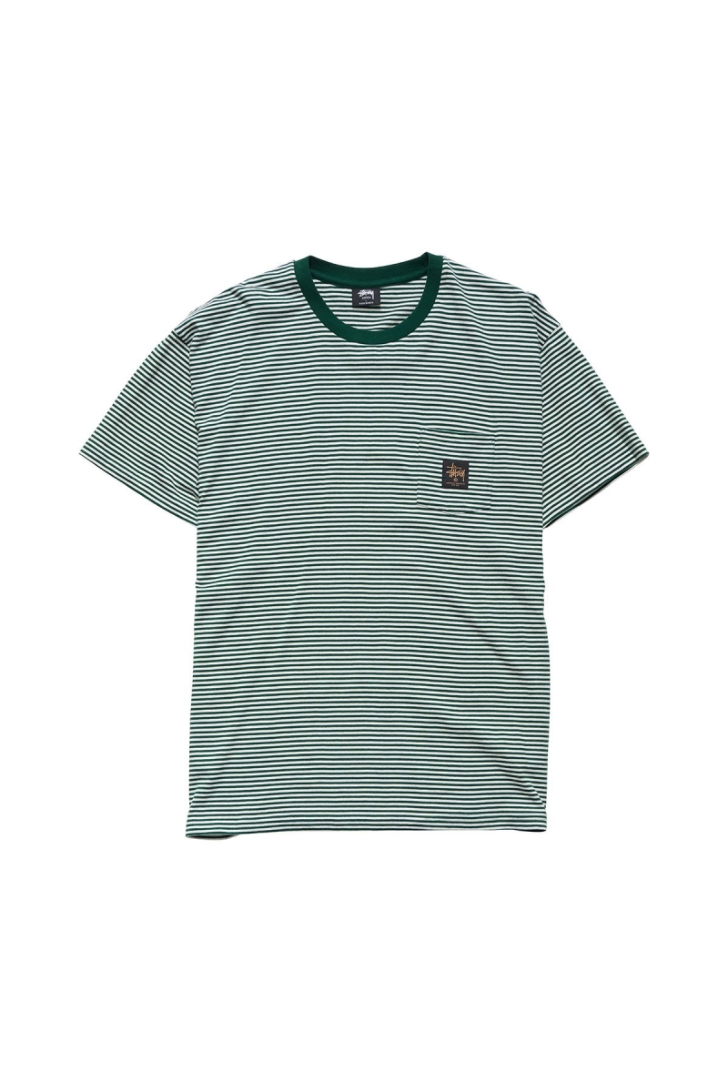 Stussy Authentic Yarn Dye SS Pocket Men\'s T Shirts Green | IL0000097