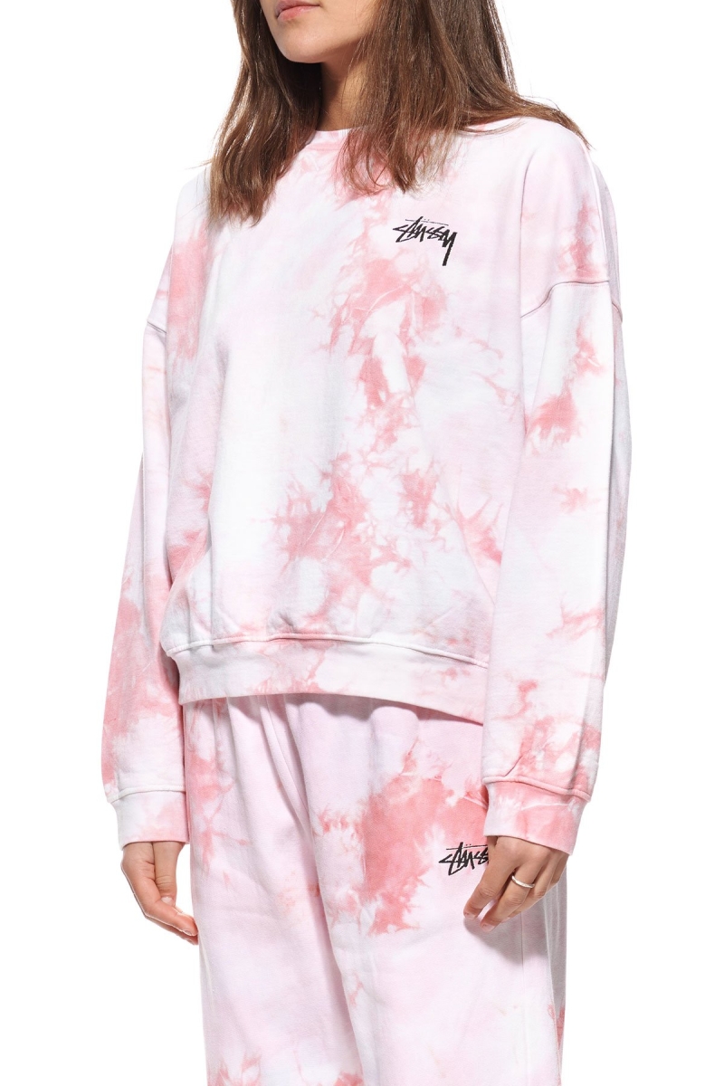 Stussy Avalon Tie Dye Crew Women's Sportswear Pink | IL0000749