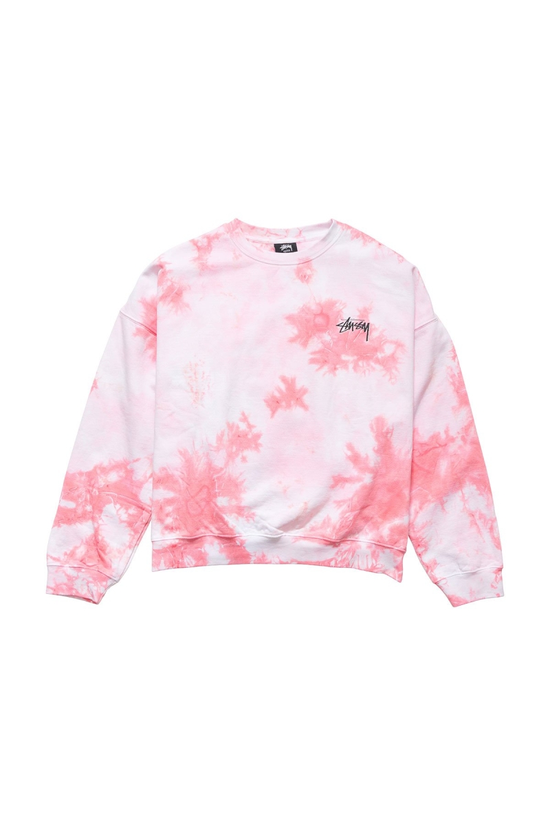 Stussy Avalon Tie Dye Crew Women\'s Sportswear Pink | IL0000749