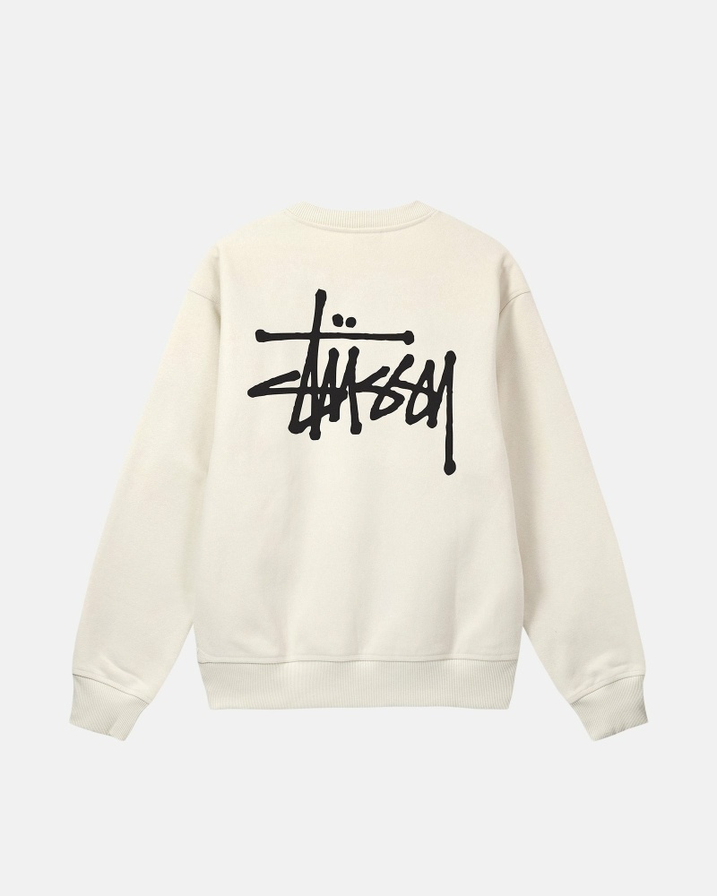 Stussy Basic Crew Men\'s Hoodies Beige | IL0000007