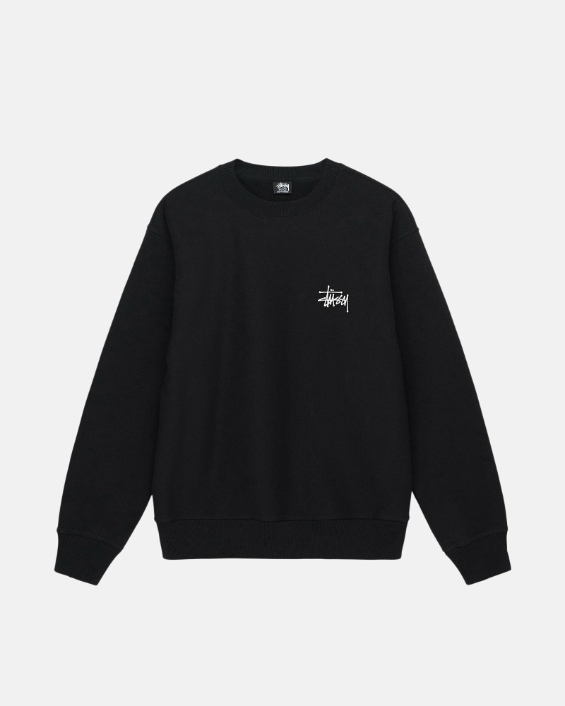 Stussy Basic Crew Men's Hoodies Black | IL0000005