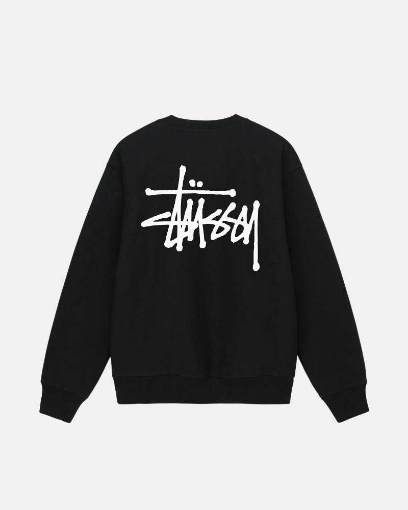 Stussy Basic Crew Men\'s Hoodies Black | IL0000005