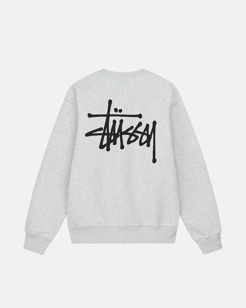 Stussy Basic Crew Men\'s Hoodies Grey | IL0000006