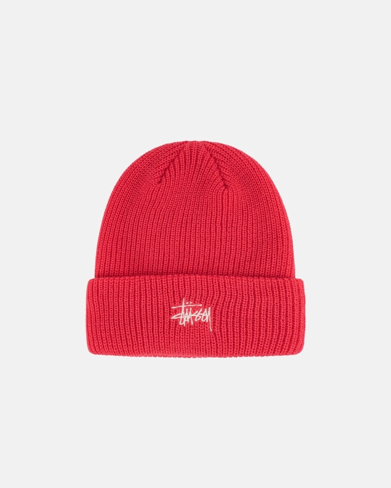 Stussy Basic Cuff Men\'s Beanie Red | IL0000380