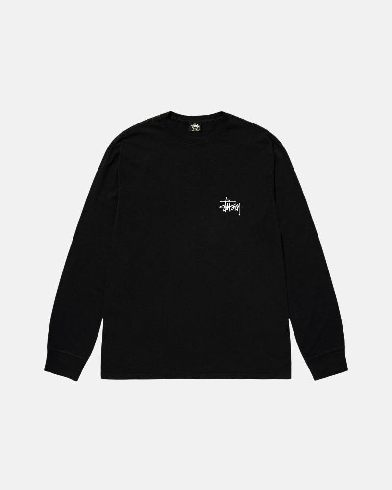 Stussy Basic Ls Men's T Shirts Black | IL0000101