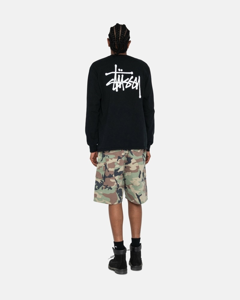 Stussy Basic Ls Men's T Shirts Black | IL0000101