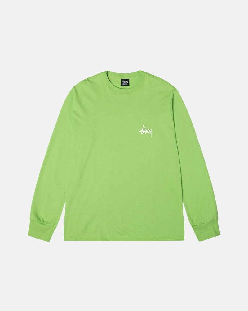 Stussy Basic Ls Men's T Shirts Green | IL0000098