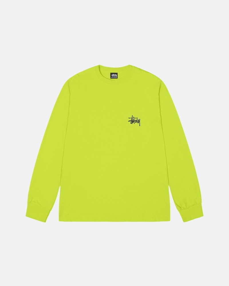 Stussy Basic Ls Men's T Shirts Light Green | IL0000100