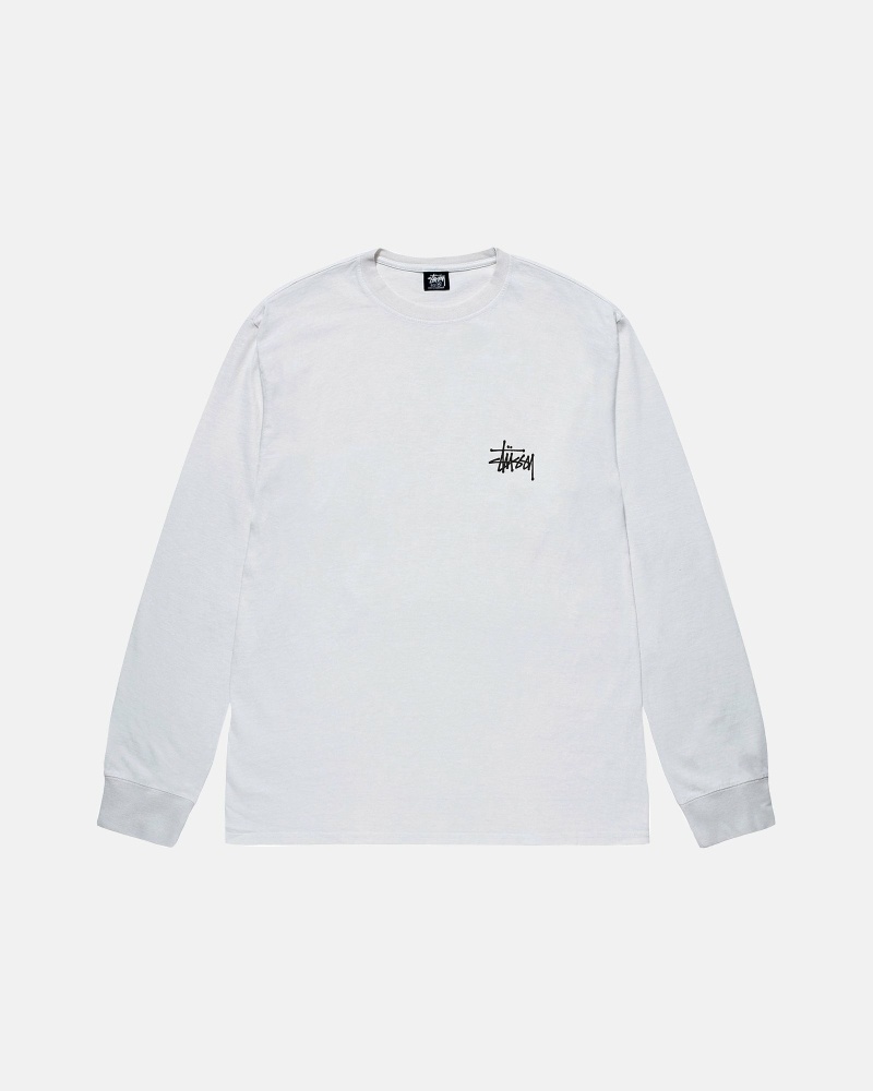 Stussy Basic Ls Men's T Shirts White | IL0000102