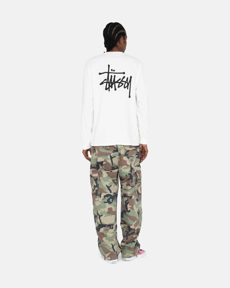 Stussy Basic Ls Men's T Shirts White | IL0000102