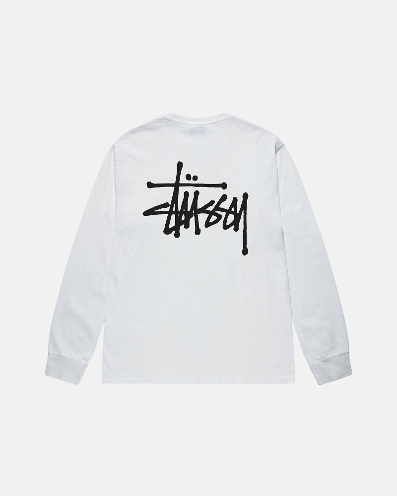 Stussy Basic Ls Men\'s T Shirts White | IL0000102