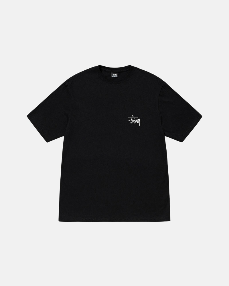 Stussy Basic Men's T Shirts Black | IL0000111