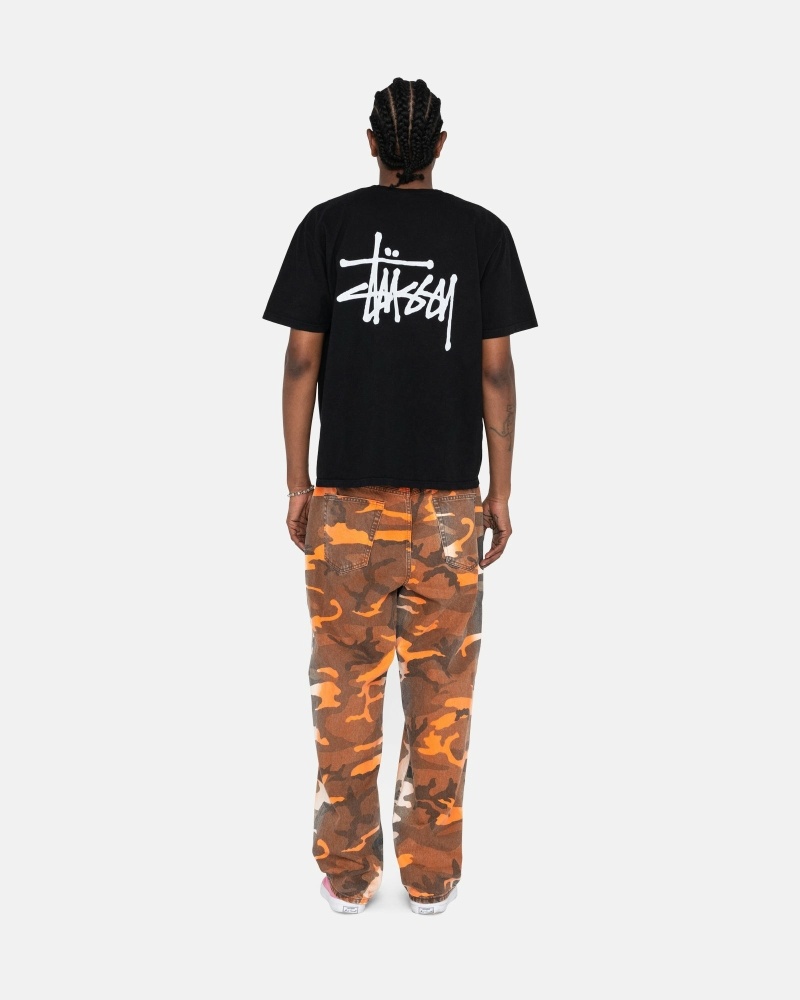 Stussy Basic Men's T Shirts Black | IL0000111