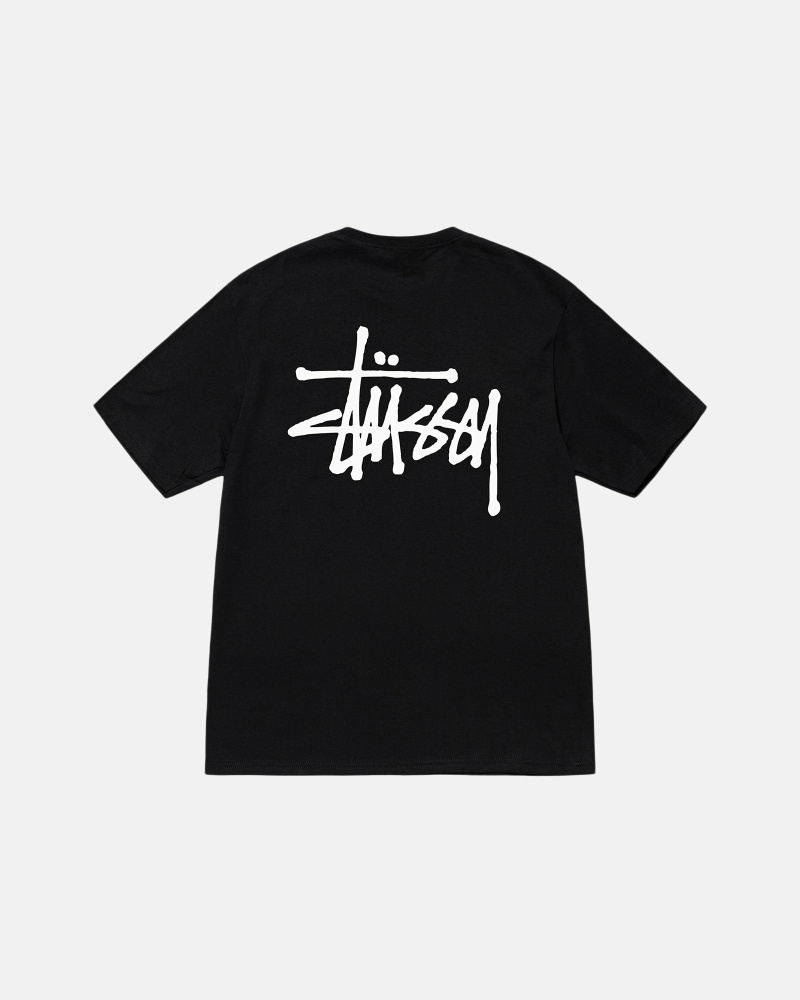 Stussy Basic Men\'s T Shirts Black | IL0000111