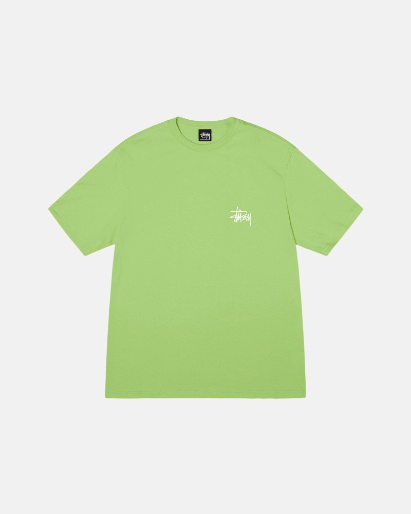 Stussy Basic Men's T Shirts Green | IL0000108