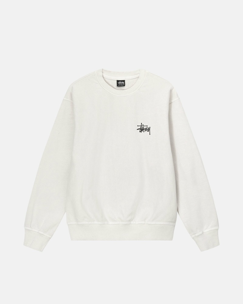 Stussy Basic Pigment Dyed Crew Men's Hoodies White | IL0000002