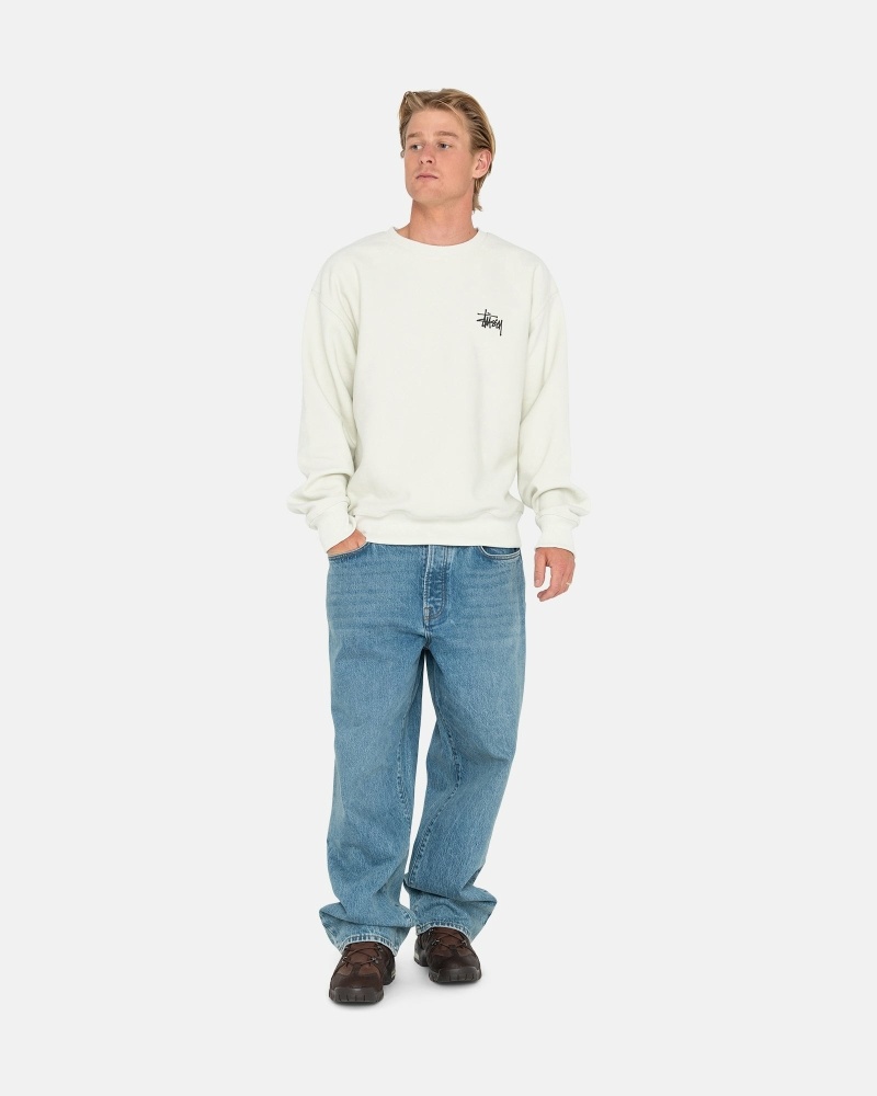 Stussy Basic Pigment Dyed Crew Men's Hoodies White | IL0000002