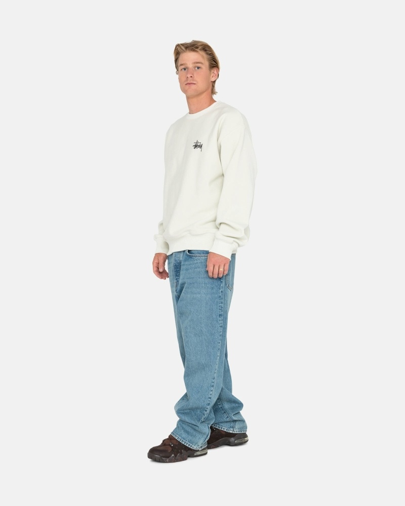 Stussy Basic Pigment Dyed Crew Men's Hoodies White | IL0000002