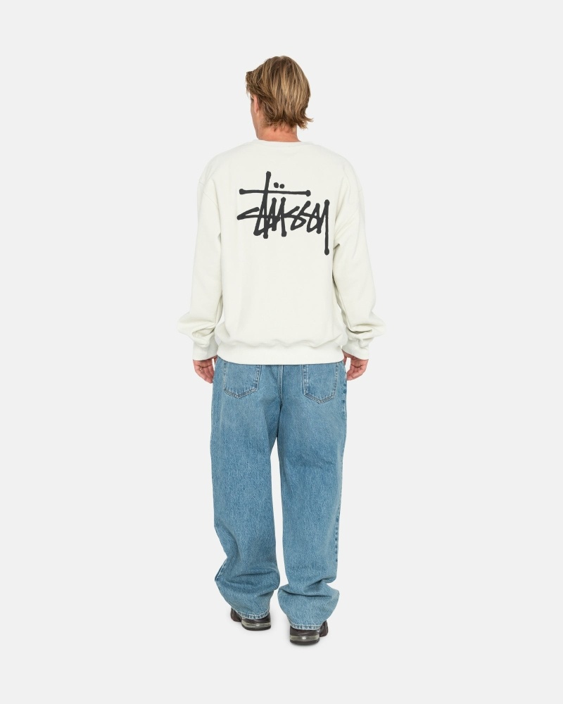 Stussy Basic Pigment Dyed Crew Men's Hoodies White | IL0000002