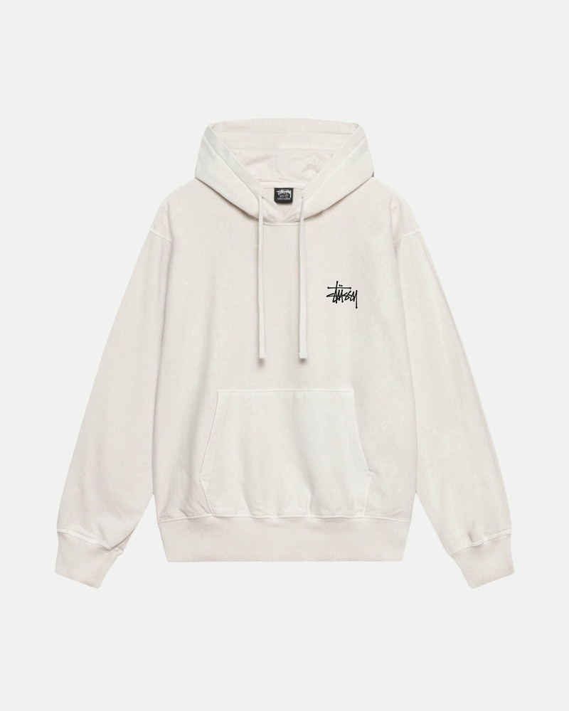 Stussy Basic Pigment Dyed Men's Hoodies White | IL0000012