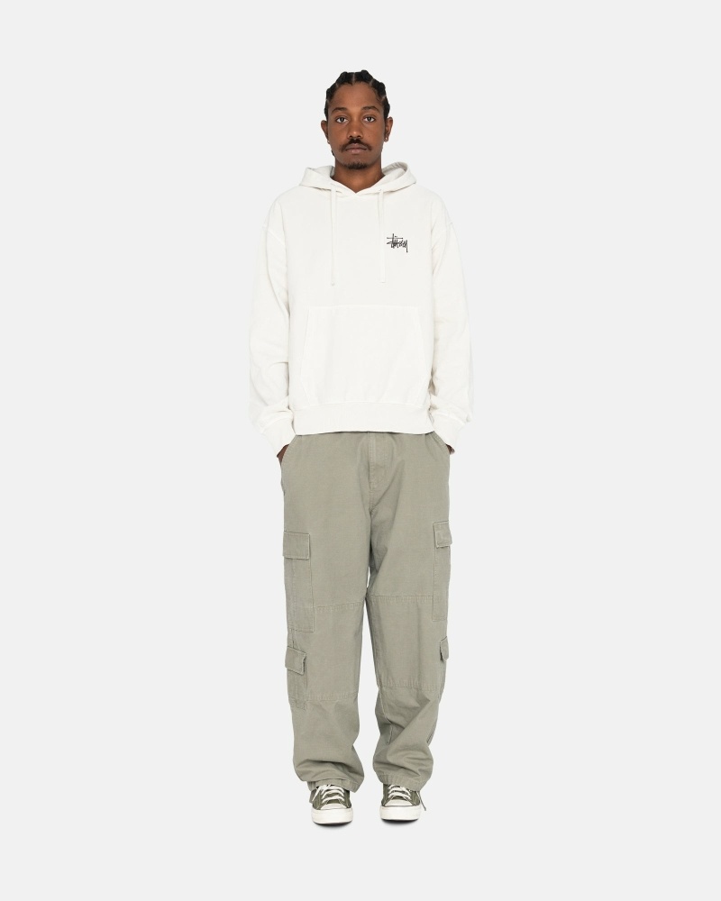 Stussy Basic Pigment Dyed Men's Hoodies White | IL0000012