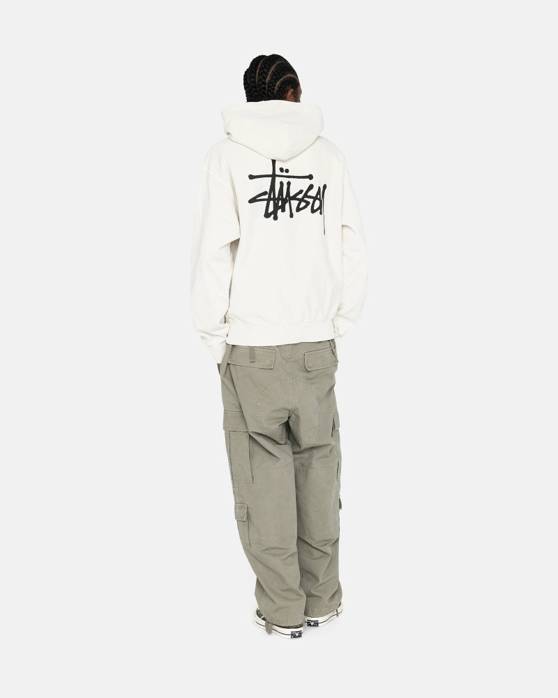 Stussy Basic Pigment Dyed Men's Hoodies White | IL0000012