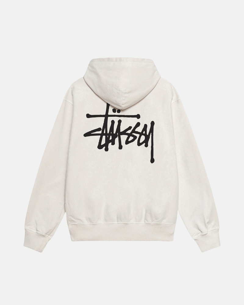 Stussy Basic Pigment Dyed Men\'s Hoodies White | IL0000012