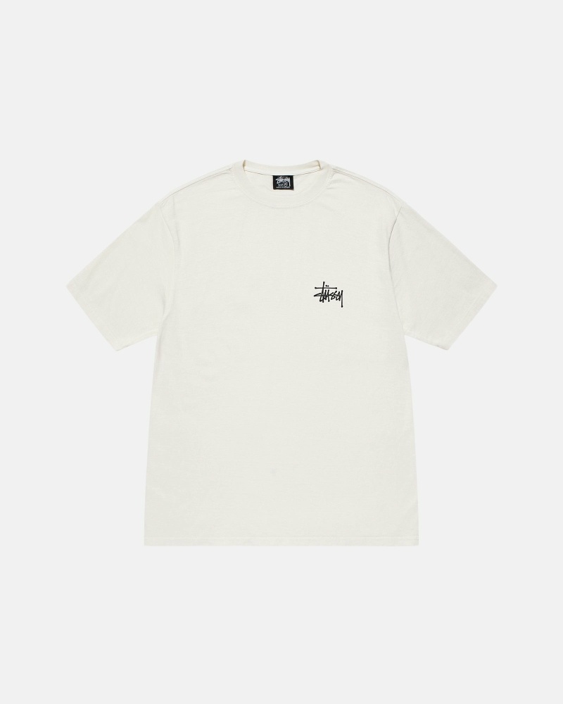 Stussy Basic Pigment Dyed Men's T Shirts Beige | IL0000105