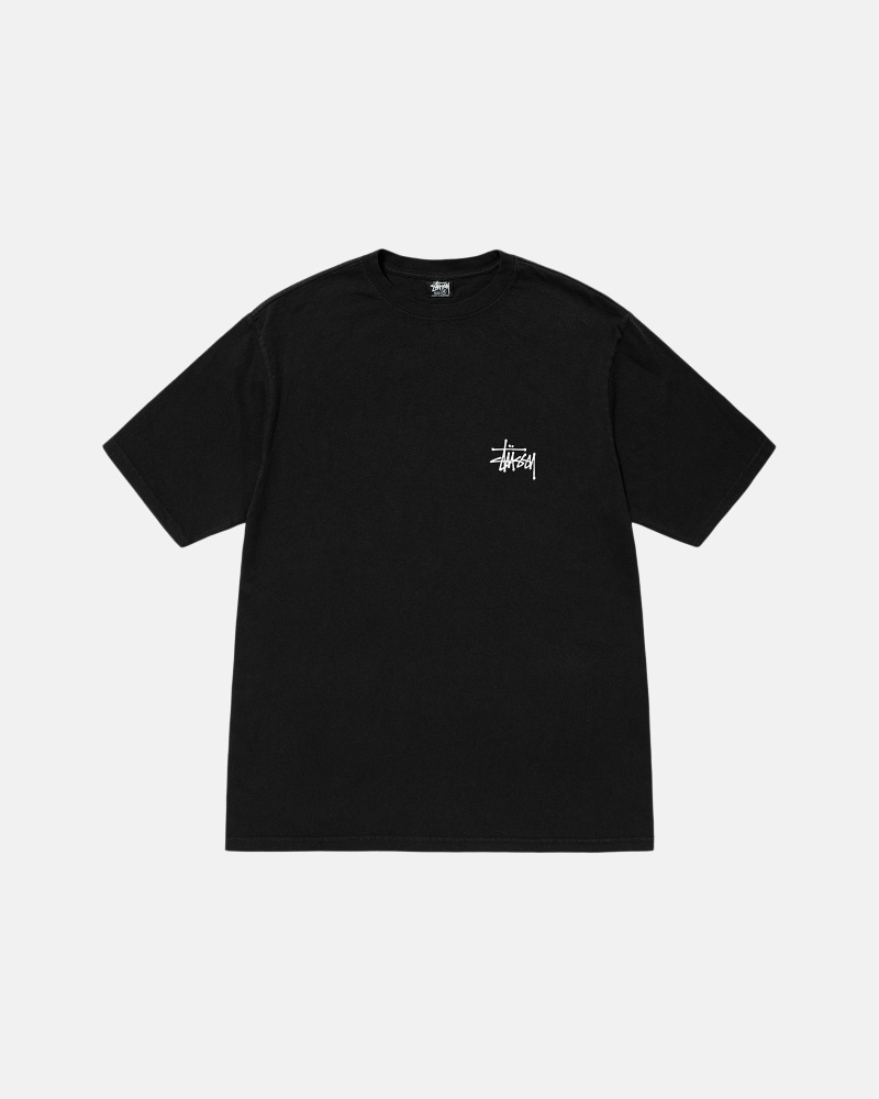 Stussy Basic Pigment Dyed Men's T Shirts Black | IL0000106