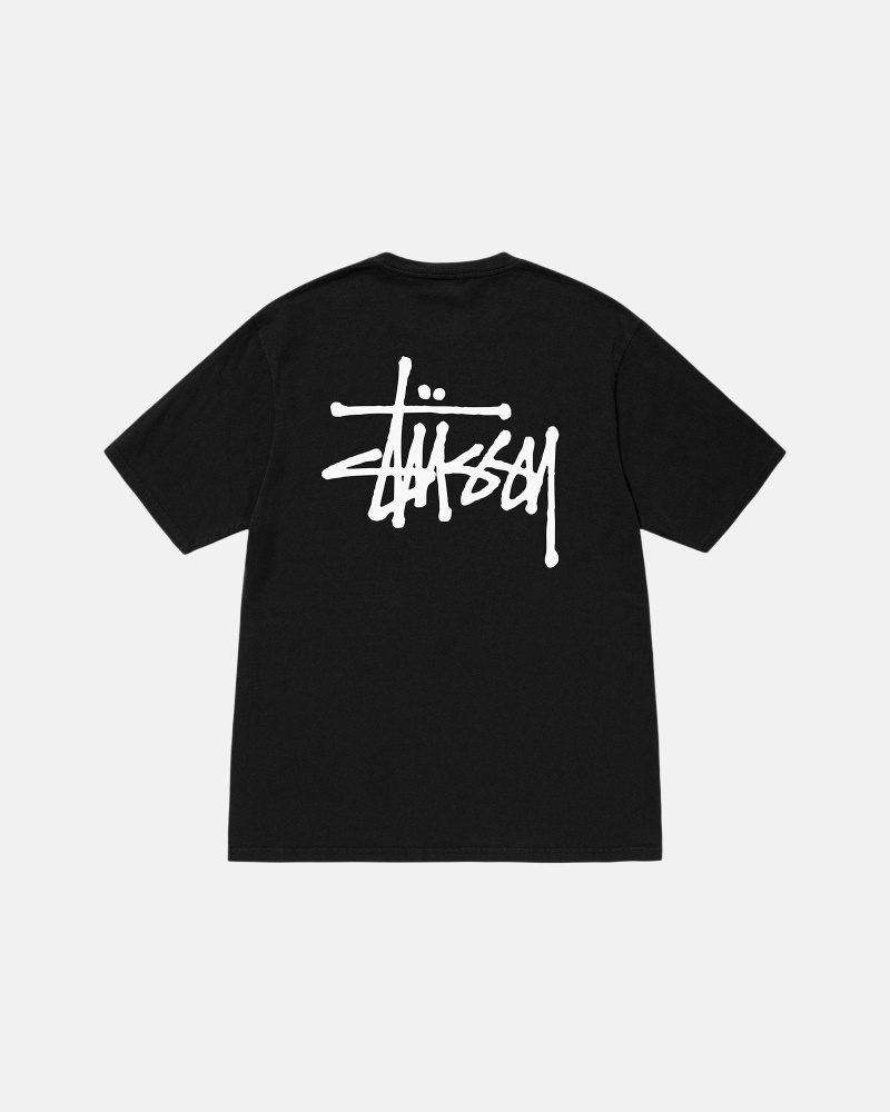 Stussy Basic Pigment Dyed Men\'s T Shirts Black | IL0000106