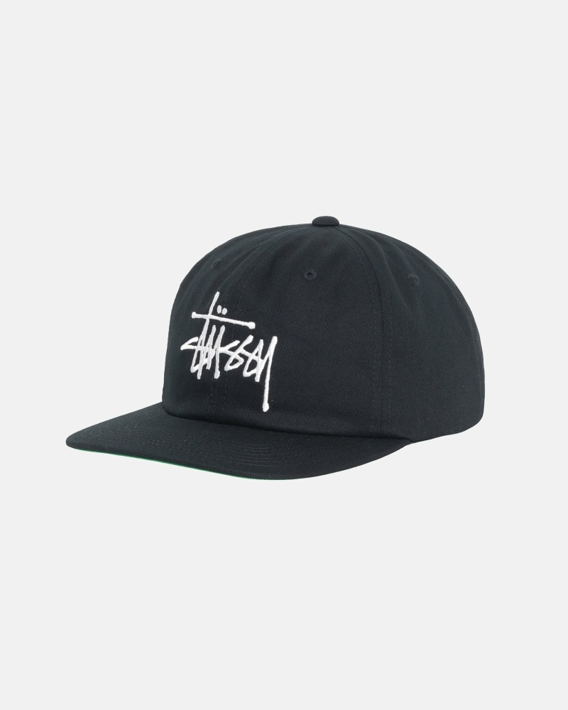 Stussy Basic Strapback Men's Caps Black | IL0000399