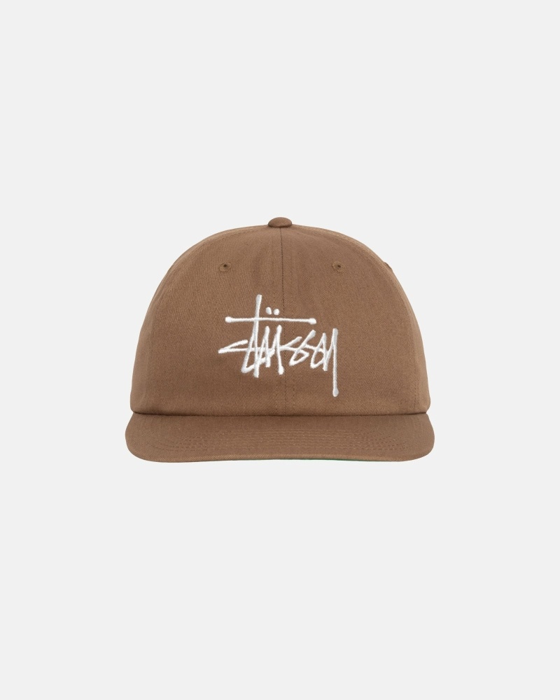 Stussy Basic Strapback Men\'s Caps Brown | IL0000394