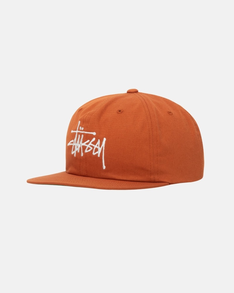 Stussy Basic Strapback Men's Caps Brown | IL0000398