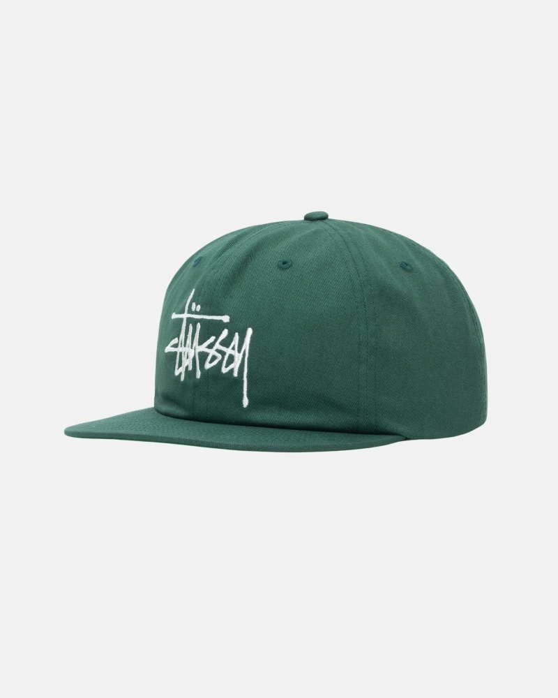 Stussy Basic Strapback Men's Caps Green | IL0000397