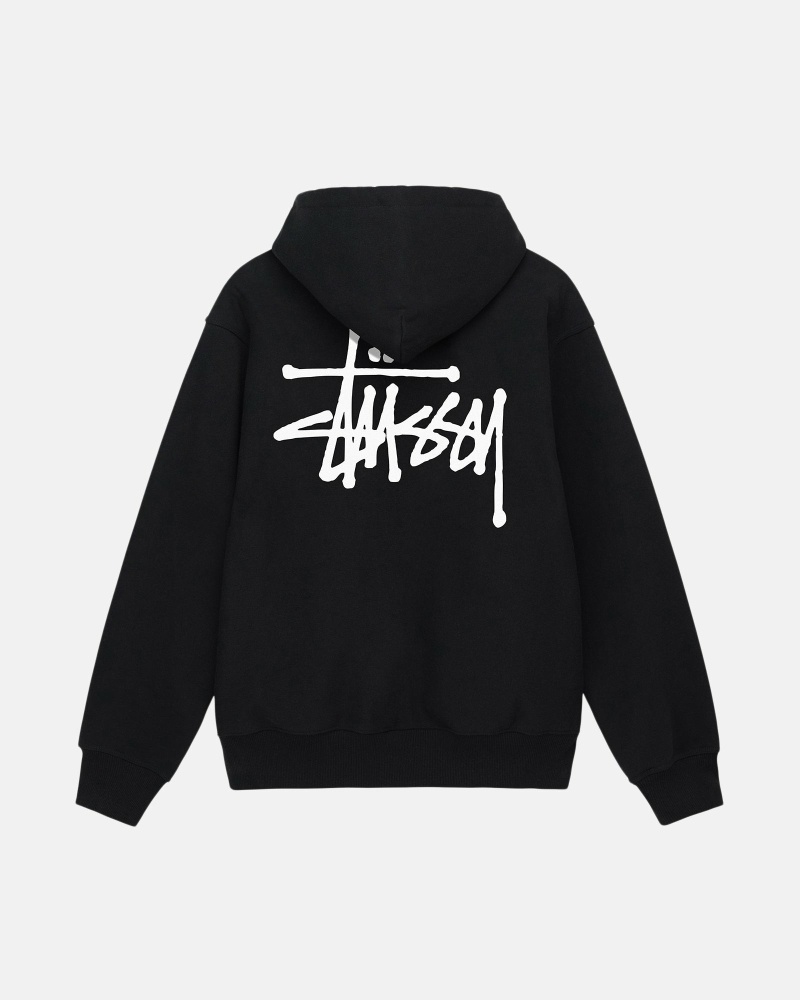 Stussy Basic Zip Men's Hoodies Black | IL0000016