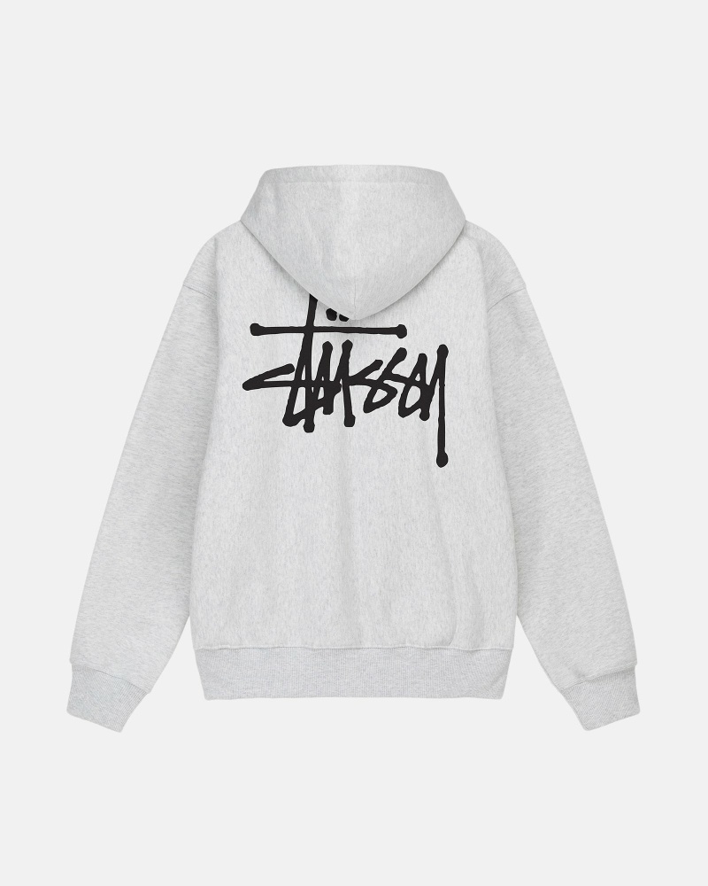 Stussy Basic Zip Men's Hoodies Grey | IL0000017