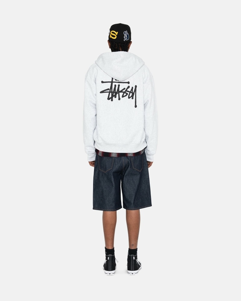 Stussy Basic Zip Men's Hoodies Grey | IL0000017