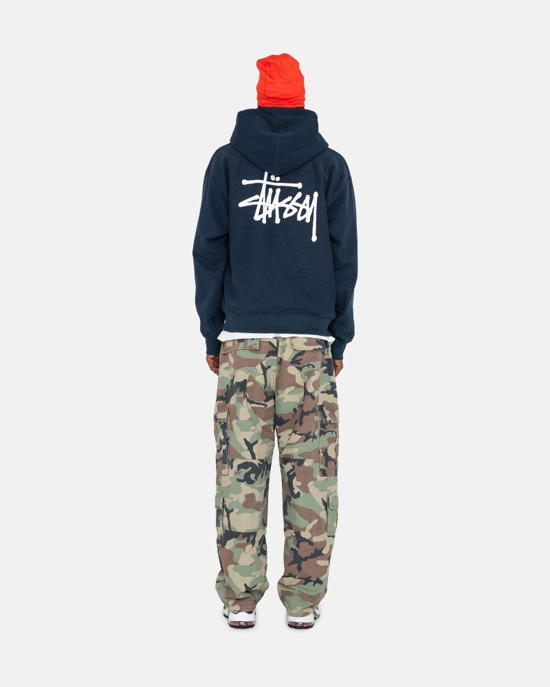 Stussy Basic Zip Men's Hoodies Navy | IL0000014