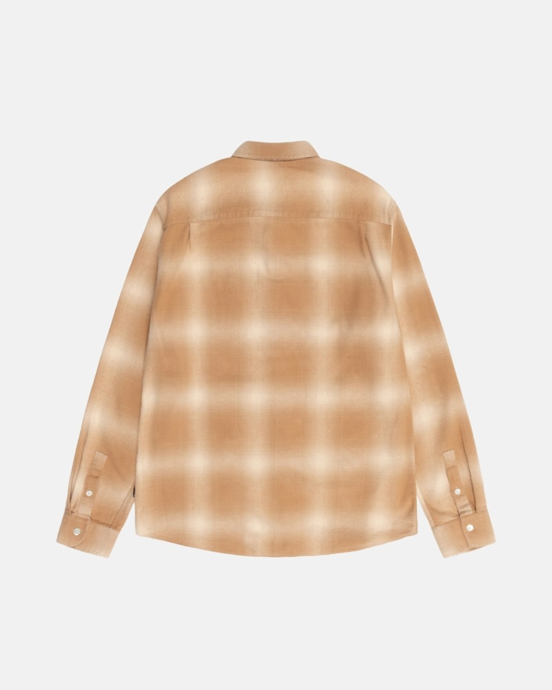 Stussy Bay Plaid Men's Shirts Brown | IL0000295