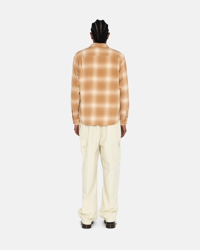 Stussy Bay Plaid Men's Shirts Brown | IL0000295