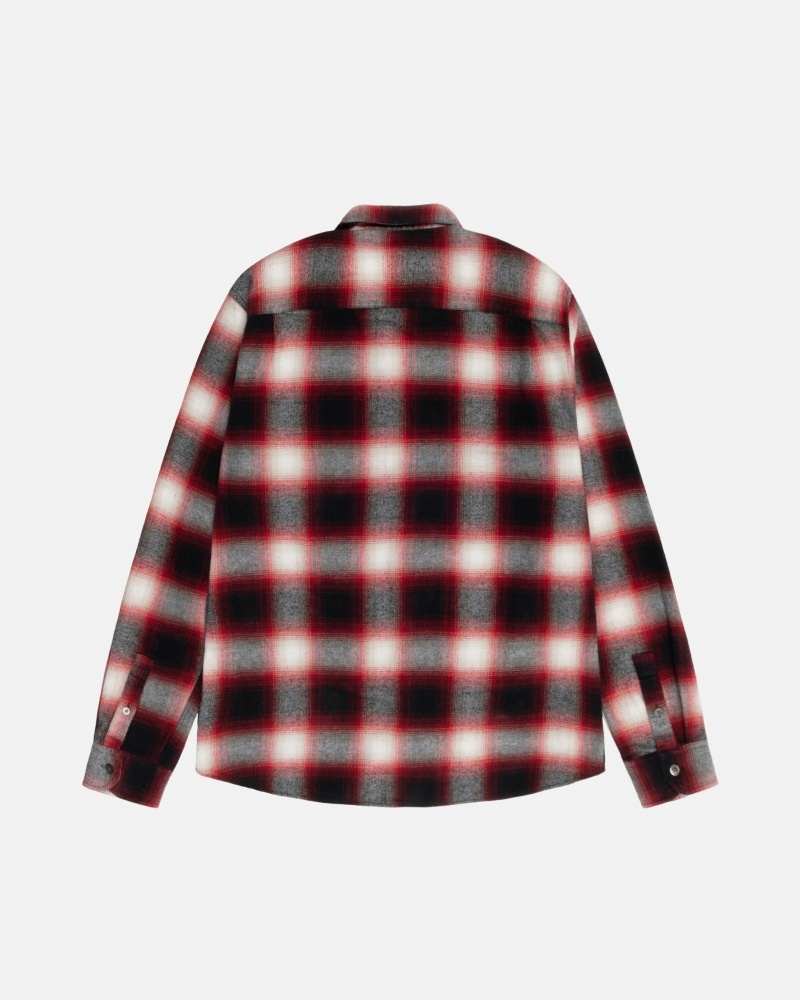 Stussy Bay Plaid Men's Shirts Red | IL0000296